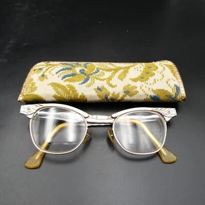 Vtg Titmus 1950s Womens Cats Eye Glasses Aluminum Mother of Pearl Vintage Case - Picture 1 of 14