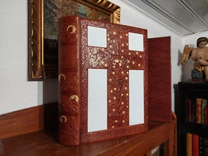 BIBEL Luxusausgabe BUCHMALEREI Prachtvoller LEDER HANDEINBAND Designer Binding - Bild 1 von 24
