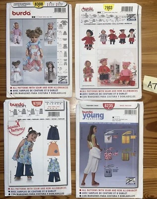 LOTE NUEVO/4 ROPA MUÑECA BURDA Y PATRONES DE COSTURA NIÑAS (BEBÉ, NIÑO PEQUEÑO, 2,3)-SIN CORTAR Foto 1 de 2