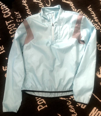 S Ultra Lightweight Silky BROOKS 1/4 Zip Pullover JACKET Running Aqua Gray Top - Image 1 of 4