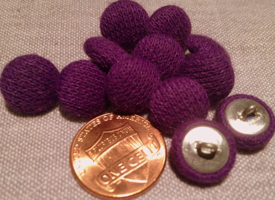12 Knit Fabric Front Metal Back Shank Buttons Purple 11.7mm 7/16" # 7899 - Image 1 of 1