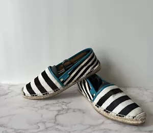 Gucci Women Zebra Print Espadrilles Sneakers Turquoise trim- G38.5 US8.5 UK5.5 - Picture 1 of 7