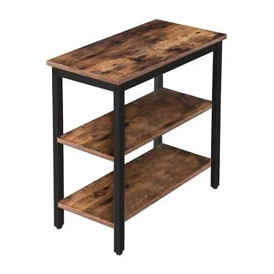 End Table Simple Rustic Side Table with 3-Tier Storage Shelf Narrow Nightstan... - Image 1 of 4
