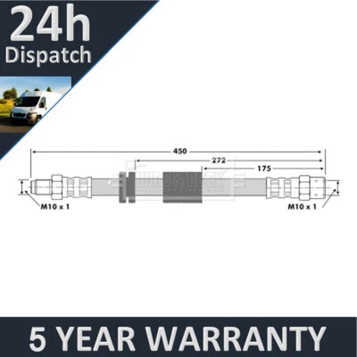 Fits BMW 5 Series 1981-1987 6 Series 1982-1989 Purevue Front Brake Hose - Image 1 of 4