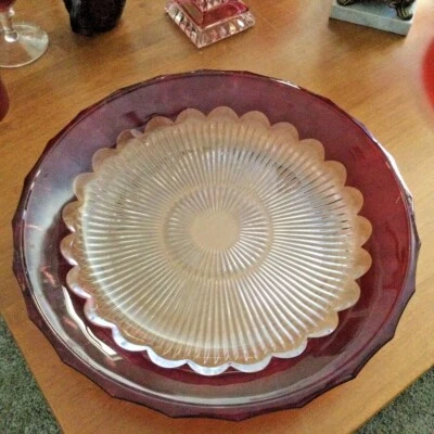 Precioso cuenco centro de mesa de bajo perfil original "Crimson Dawn" de 14 3/8" de Mikasa Foto 1 de 4