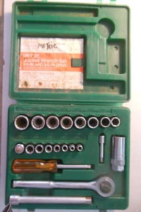 VINTAGE SEARS CRAFTSMAN 4374-22 PC. 1/4" & 3/8" METRIC SOCKET SET + BOX -BF CD - Picture 1 of 5