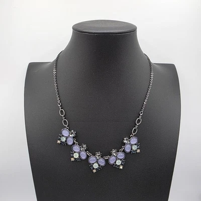 Cadena The Limited para mujer tono plata con cuentas de piedra púrpura colgante moda 19" Foto 1 de 4