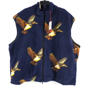 Woolrich X Target Adult Duck Print Navy Faux-Shearling Vest - Unisex Size 2XL - Picture 1 of 9