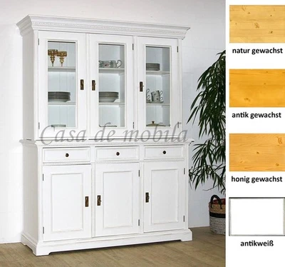 Buffetschrank 149x190x50cm Fichte massiv natur antik honig gewachst weiß antik - Bild 1 von 4