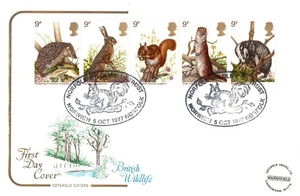1977 British Wildlife Cotswold FDC Norfolk Wildlife Trust Squirrel Otter Badger - Picture 1 of 3