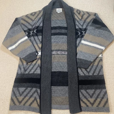 Vintage Separate Issue Cardigan Duster Sweater Medium Gray Black White Brown - Image 1 of 4