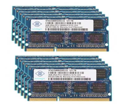 Nanya 10x 4GB 2RX8 PC3-10600S DDR3-1333Mhz 1.5V Laptop Memory SODIMM RAM Intel - Image 1 of 4