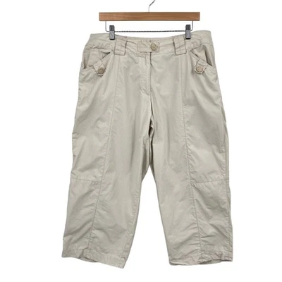 Dressbarn Cropped Pants Womens Size 18W Beige Cotton Comfort Pockets Wide Leg - Image 1 of 4