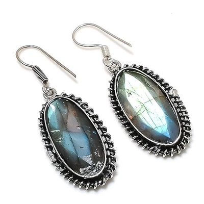 Pendiente de joyería de piedras preciosas hechas a mano de labradorita 1,85" e536 Foto 1 de 4