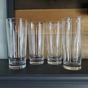 4 Mikasa Cheers Longdrinkgläser 7 1/4" hoch geätzte Trinkgläser Swirl Dots - Bild 1 von 8