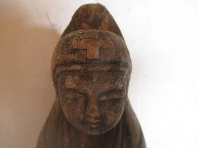 Antigua estatua cristiana oculta del siglo XIX japonesa Maria Kannon de madera 6,9 pulgadas Foto 1 de 4