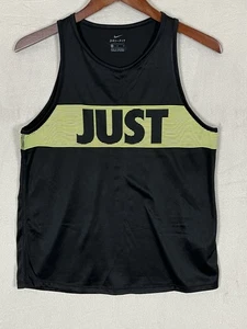 Nike Tank Top Medium Black Green Color Dri Fit JUST DO IT Spell Out Gym Training - Picture 1 of 13