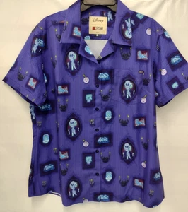 RSVLTS Disney Haunted Mansion Shirt Mens XL Purple Ghostly Gallery Button Down  - Picture 1 of 6