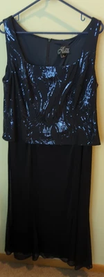 Alex Evenings Dress Formal Gown Scoop Neck Sleeveless Black Sequins Size 18 - Image 1 of 4