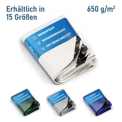Abdeckplane LKW Plane wasserdicht mit Ösen extra stark 650g/m² PVC Gewebeplane - Bild 1 von 4