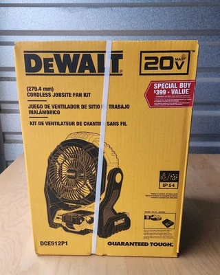 Kit Ventilador Dewalt 20v Jobsite con Batería de 5Ah con Cargador (DCE512P1) Nuevo En Caja Foto 1 de 3