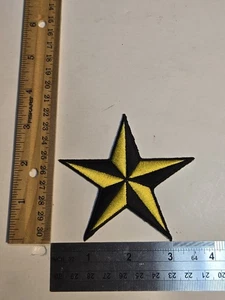 New yellow nautical star embroidered iron on patch - Picture 1 of 2