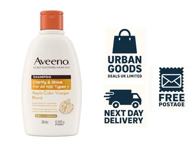 UK BRANDED Aveeno Clarify and Shine Apple Cider ,Vinegar Scalp Soothing Shampoo 300ml