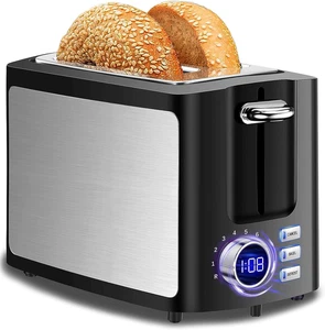 Toaster 2 Slice Wide Slot Toaster Best Rated Prime Displav Smart Toasters w/ LCD - Picture 1 of 12