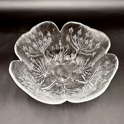 Dansk FLORIFORM 9" Ensaladera Servir MCM Vidrio Texturizado Transparente Vaca Perejil Italia Foto 1 de 4