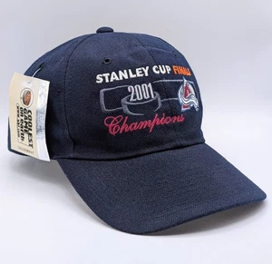 NUOVO cappello vintage Colorado Avalanche Stanley Cup Champions 2001 cinturino posteriore NHL VINTAGE - Foto 1 di 6