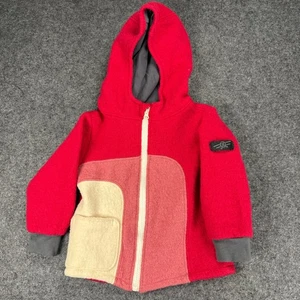 B-PLANE Red Wool Handmade in Italy Kid's Hooded Jacket Size 98 - Picture 1 of 8