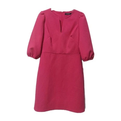 Polo Ralph Lauren Jacquard Balloon 3/4 Sleeve Midi Formal Dress. Size 4 Fuchsia. - Image 1 of 4