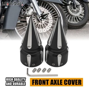 29mm Spike Front Axle Cap Covers For Harley Touring Dyna Electra Road Glide - Picture 1 of 12