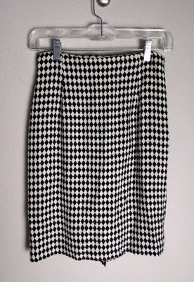 Falda lápiz vintage Forenza negro blanco diamante talla 4 Foto 1 de 4
