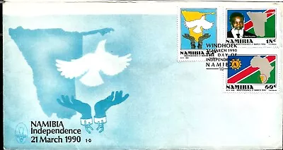 1990 AFRICA NAMIBIA Independence First Day Cover Sam Nujoma Map Peace Dove Flag  - Image 1 of 2