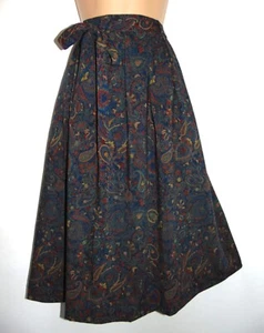 Camicia Basilese Vintage Fine 90% Lana Vergine Paisley Pieghettata Cravatta Cintura Tasche UK 10 - Foto 1 di 12