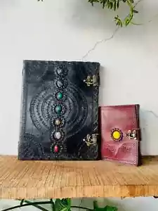13"x10" Notebook Handmade Seven Stone Leather Journal Writing New Year Deal - Picture 1 of 5