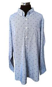 Camisa Goodfellow nueva con etiquetas para hombre talla 4XB rayas azules y blancas con rosas - Imagen 1 de 17