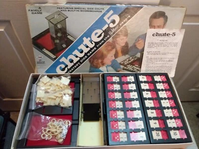 Vintage 1973 E.S. Lowe Milton Bradley CHUTE-5 Board Game Fully Complete See Pics - Image 1 of 4