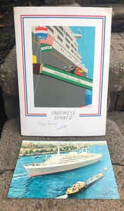 1966 Holland America SS Rotterdam "Farewell Dinner Menu" & Postcard.....2 Items - Picture 1 of 6
