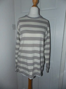 casual hooped stripe pattern long sleeved t shirt easy m - Picture 1 of 2
