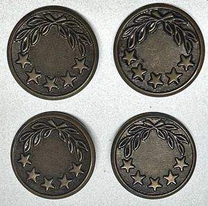 Vtg Lot 4 pc 5 Star Crossed Laurels Metal Button 25mm Buttons Laurel Wreath - Picture 1 of 7