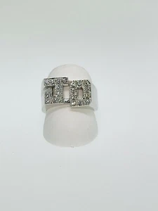Men's 14K White Gold Diamond JD Initial Ring - Picture 1 of 6
