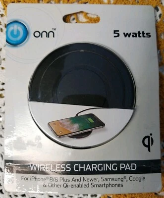 Onn 5 Watt Wireless Charging Pad, IPhone 8 and up, and Qi-Enabled Devices - Image 1 of 4