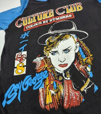Camiseta raglán pequeña BOOTLEG color por números 1983 Culture Club vintage SIN USAR Foto 1 de 4