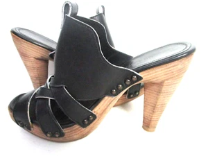 Zapatos de salón Derek Lam para mujer de cuero negro con plataforma de madera cruzada talla 36,5 - Imagen 1 de 8