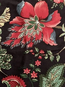 Vintage Braemore Black Red Floral 58” W x 64” L Cotton Upholstery - Picture 1 of 6