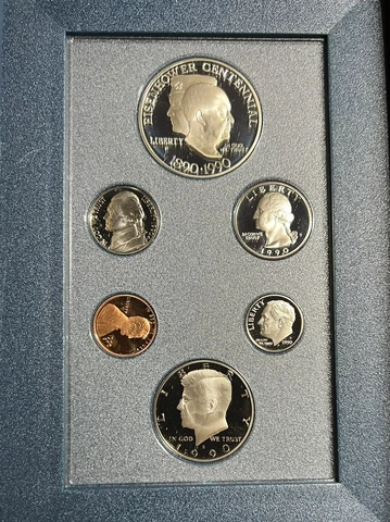 1990 Prestige Proof Set w/ Eisenhower Centennial Commemorative OGP Cover