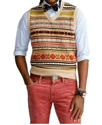 Polo Ralph Lauren Fair Isle Cashmere Seda Chaleco Suéter Multi Para Hombres Foto 1 de 4