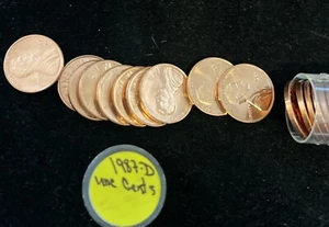 1987-d Lincoln Cent Penny Gem Stempelglanz Rolle Stempelglanz - Bild 1 von 2